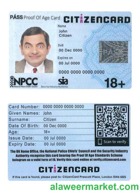 United Kingdom pass proof of age citizencard